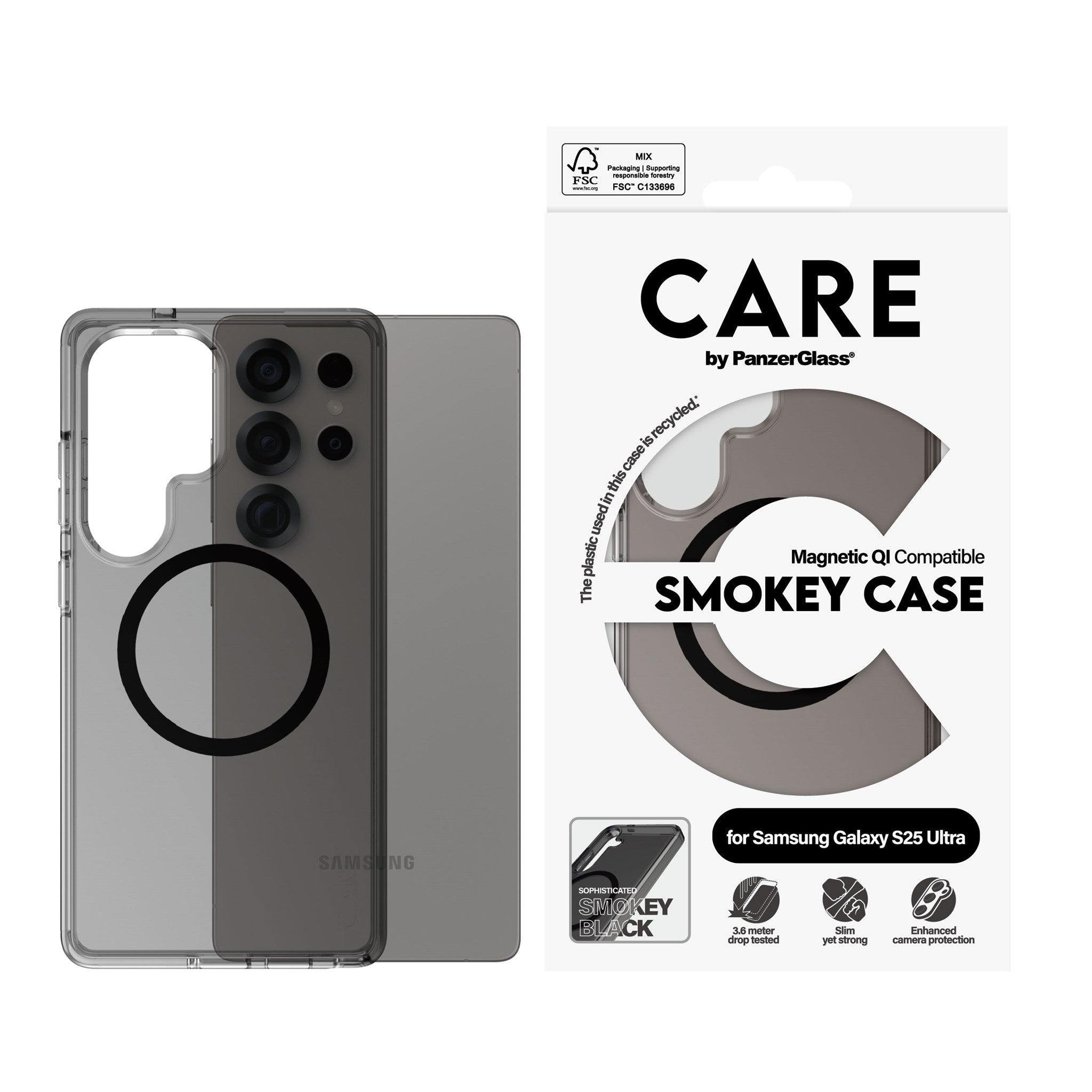 CARE by PanzerGlass® Flagship Case Urban Combat Smokey m. Schwarz Qi Compatible Samsung Galaxy S25 Ultra